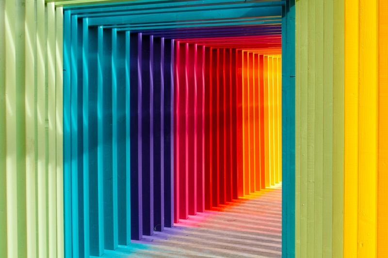 A colorful hallway.