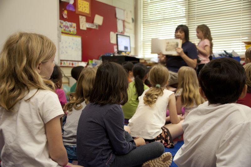 An image of a teacher teaching young children.