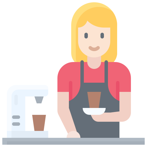 llustration of a barista preparing coffee