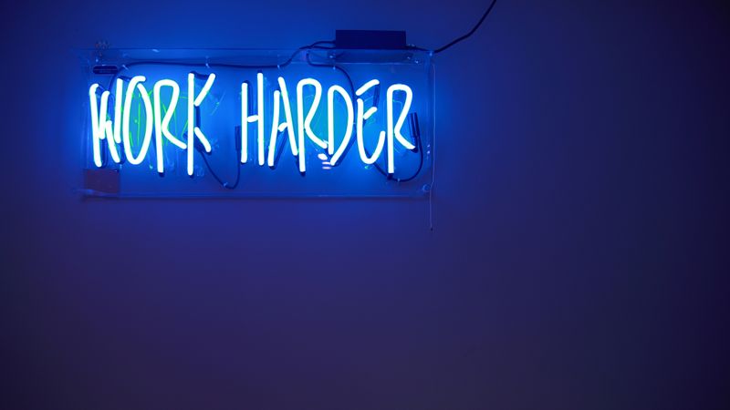 Blue Neon letters reading 