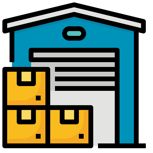 Flaticon Icon of moving boxes and a storage unit.