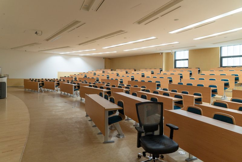 A college lecture hall.