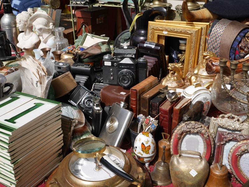 Items being sold at a flea market.
