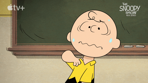 anxiety attack vs panic attack: Charlie Brown in distress, which is captioned 'I feel like I'm sweating!'