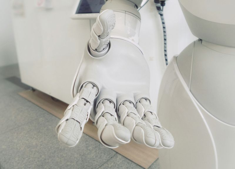 A robot's hand outstretched.