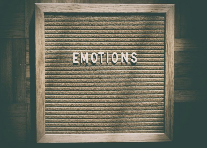 A board with the word emotions.