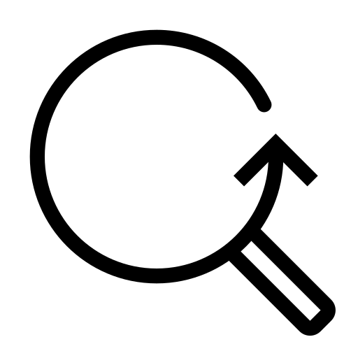 Magnifying glass with an arrow in the centre