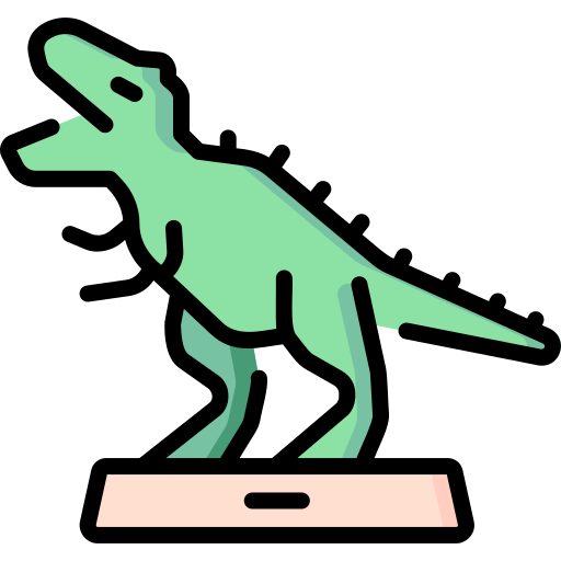 Icon of a dinosaur on a pedestal 