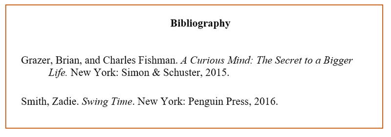 Example of a bibliography. Click the link below for a text-based example.