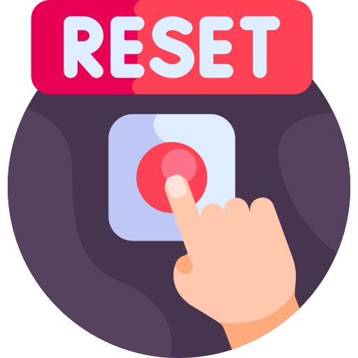 An icon of a hand pressing a red button with a caption above, reading 