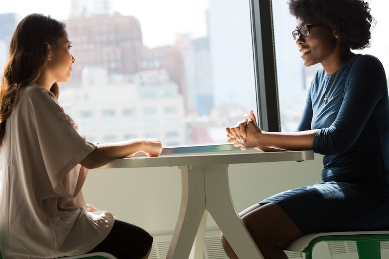 Two people in an interview