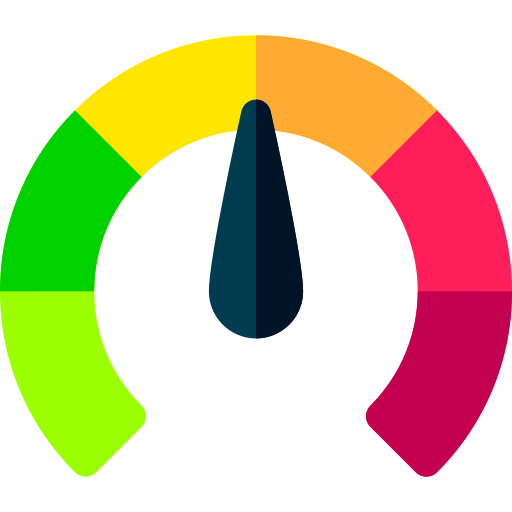 Meter Icon with dial in the center (from left to right green, yellow, orange, red)