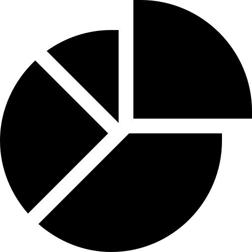 Icon of a pie chart, depicting data representation.