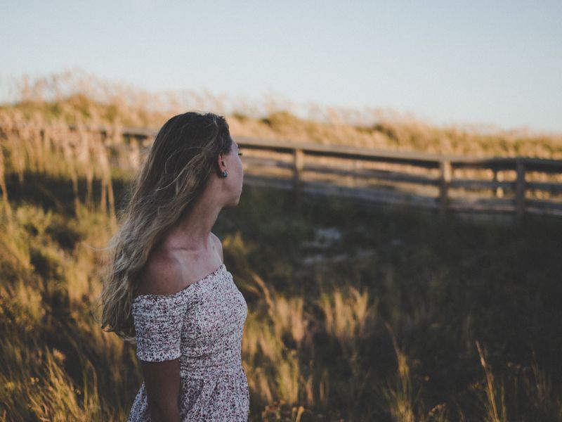 Woman looking afar.