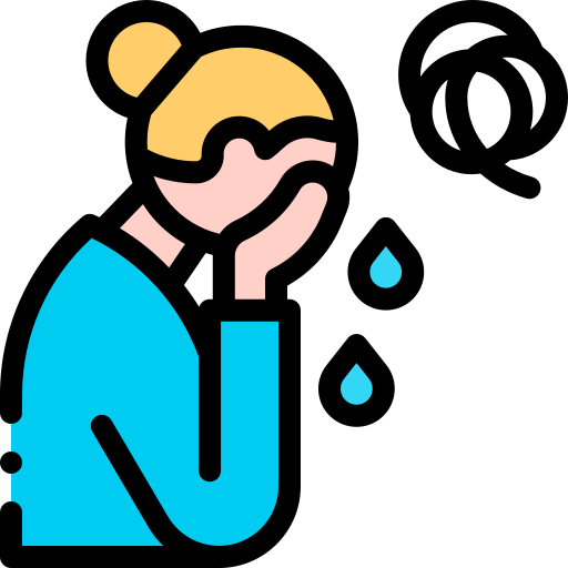 Icon of a woman crying with her hands in her head