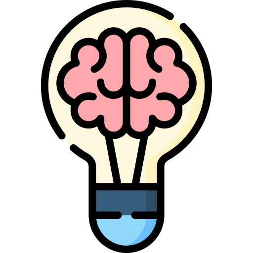 lightbulb with a brain inside icon