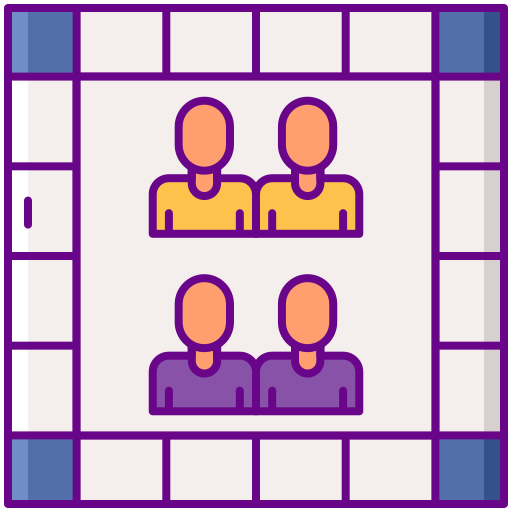Icon of a square game board with four player icons in the center of the board