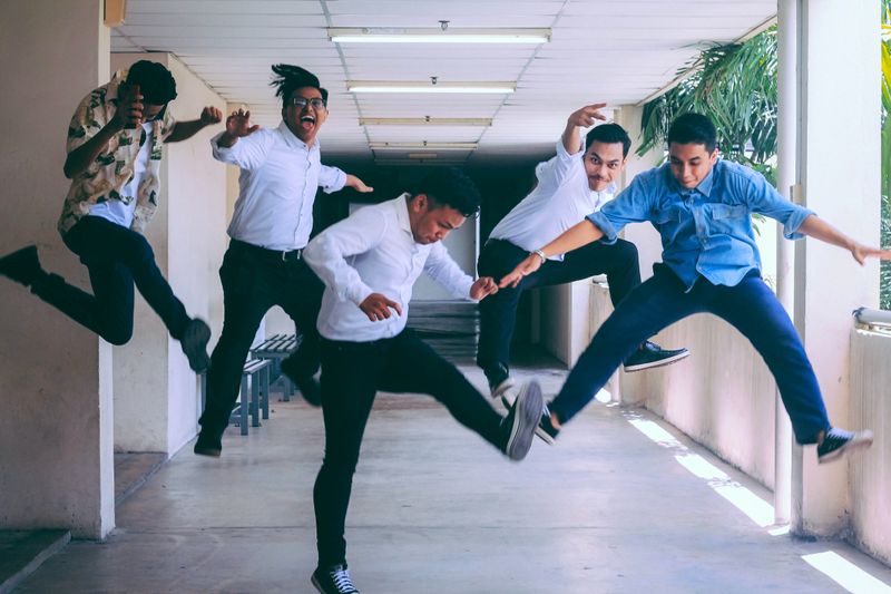 group of people jumping