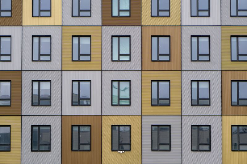 Side view of windows on a building