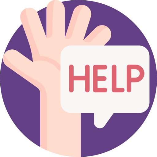 A hand with a sign that asks for help