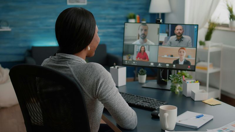 Team members in a project conference call.