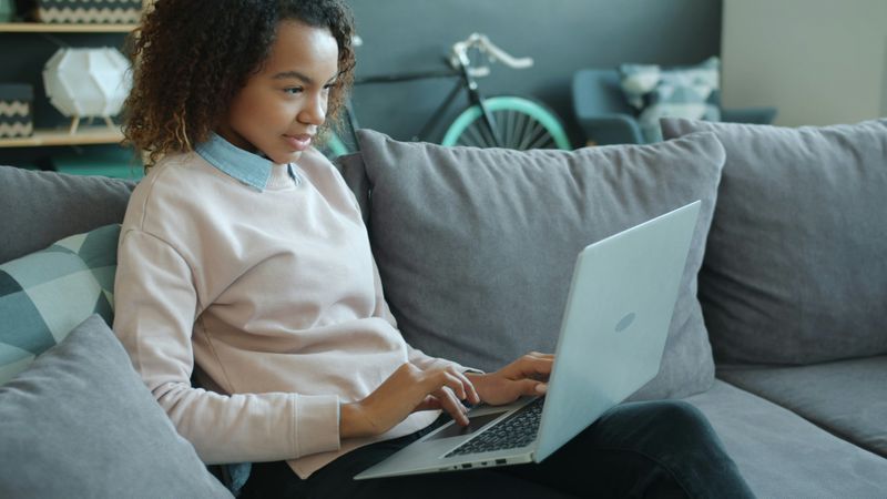 Student using a laptop