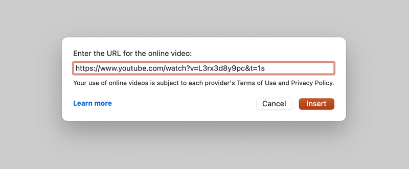 A screenshot of a YouTube link inserted into a PowerPoint.