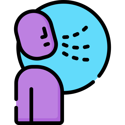 Icon of a person standing and showing the motions of breathing in and out.