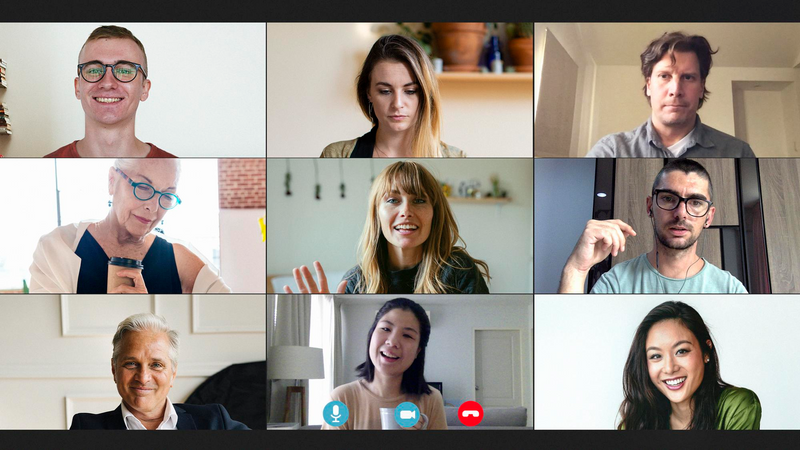 Colleagues having a video conference.