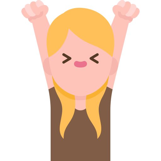 Child with their hands raised above their head in triumph