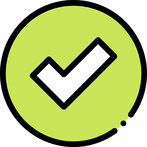 white checkmark in front of a light green circle background