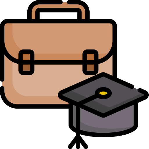  briefcase and graduation cap icon