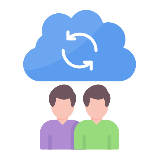 A person uploading to a cloud and a person downloading from the same cloud 