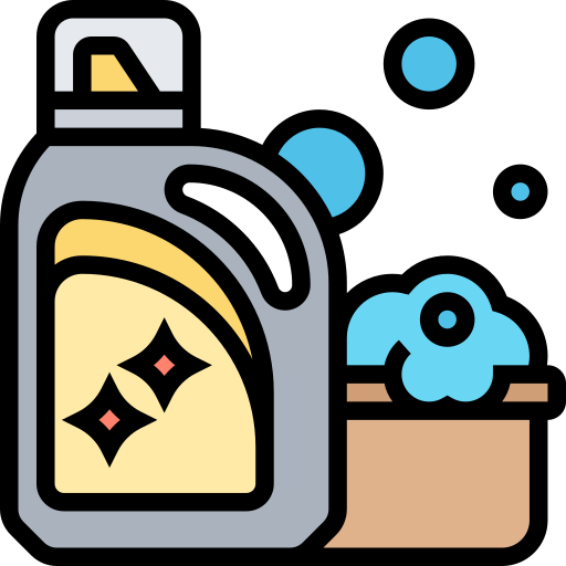 Icon of a detergent bottle and washing basin 