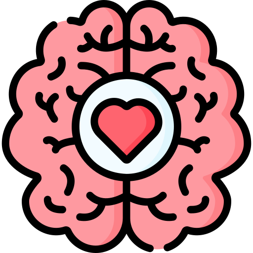 An icon of a heart in a brain. 