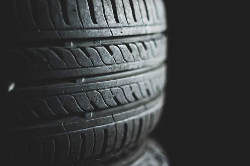 Close up of a tire.