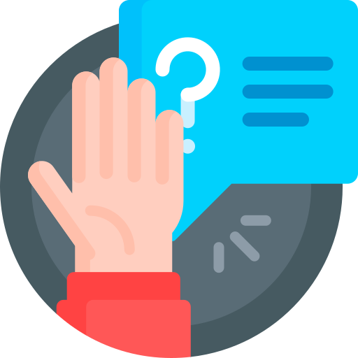 Icon of a hand and a dialogue box