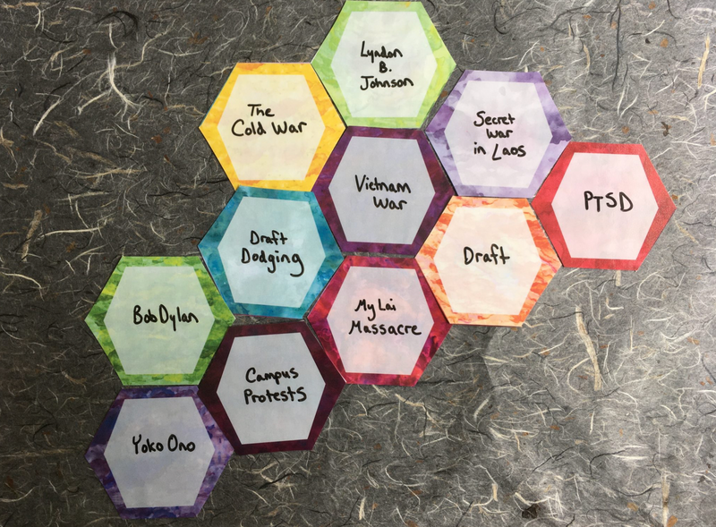 Hexagons for the Vietnam-War era from Betsy Potash's history class.