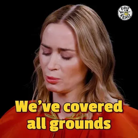 A woman saying we've covered all grounds
