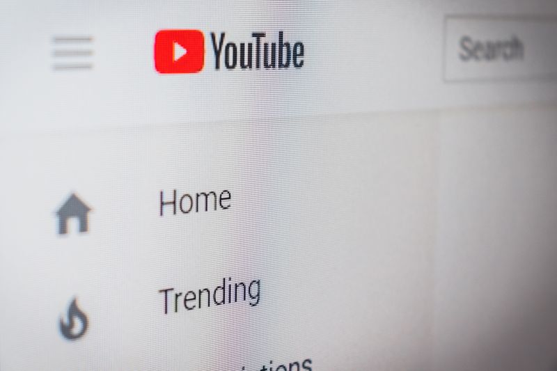 Computer screen with YouTube at the top of the screen and Home and Trending below it