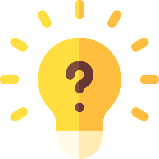 Icon of bulb shows a question mark related  critical thinking skills.