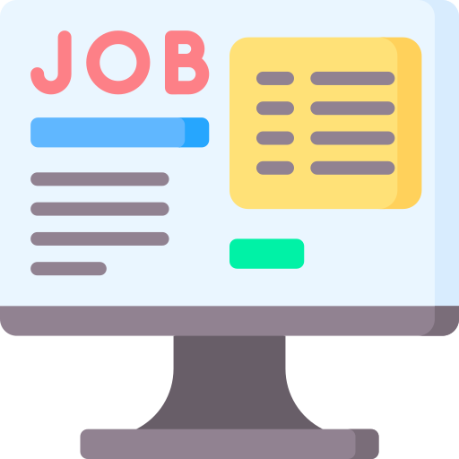 Icon of a computer monitor with a job application on screen