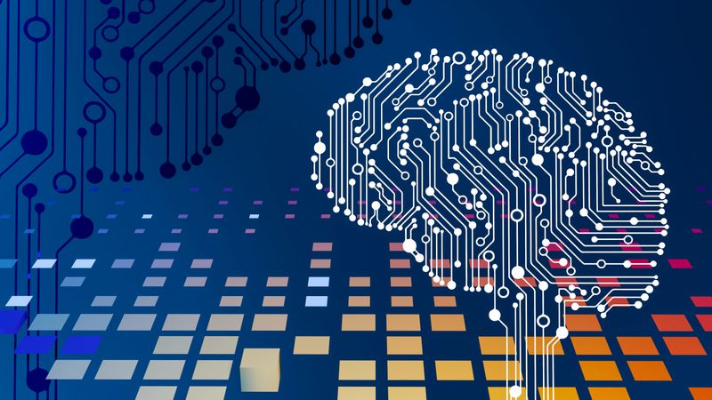 An illustration of a brain, stylized to look like a circuit board.