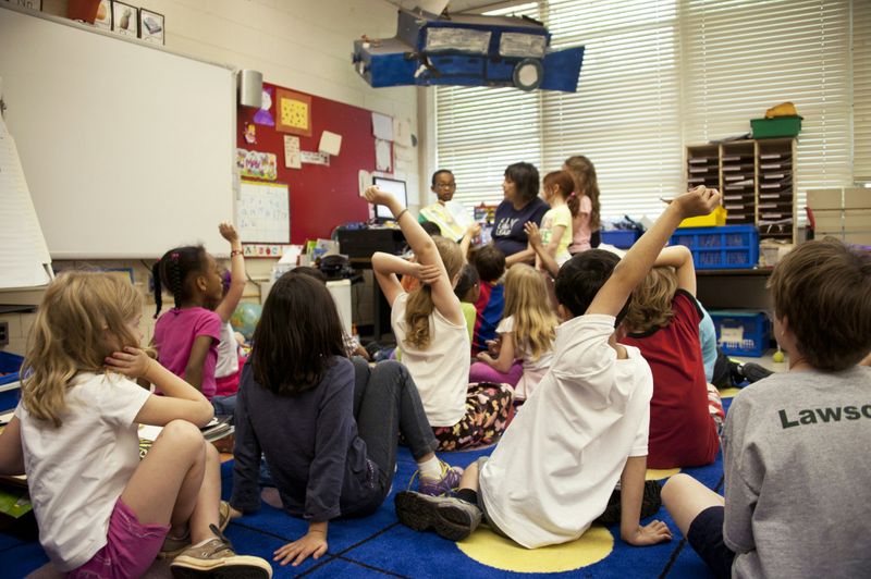 A group of children enjoying their class.