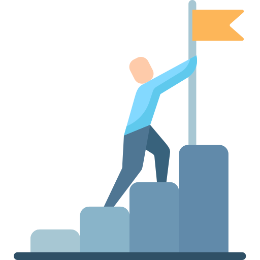 Flaticon Icon human figure reaching for a flag of accomplishment