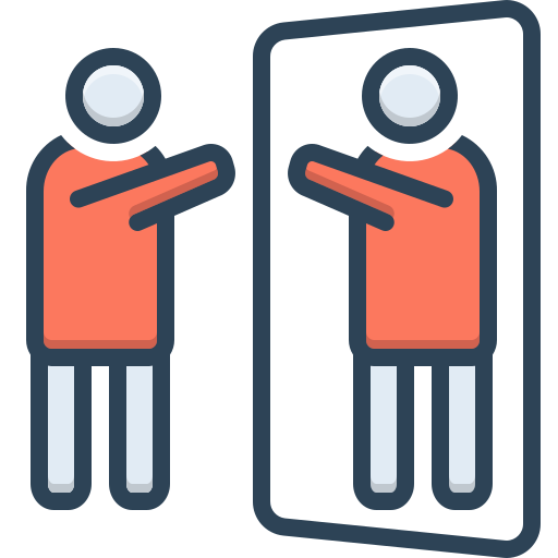 Flaticon Icon of a person comparing themselves in a mirror