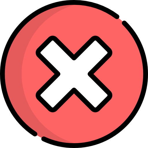 white 'x' in a red circle