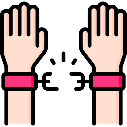 two hands with broken cuffs Icon