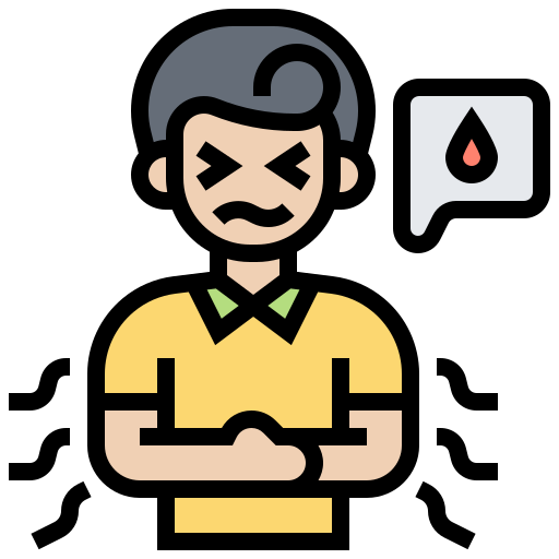 Icon of man looking hungry with stomach growling