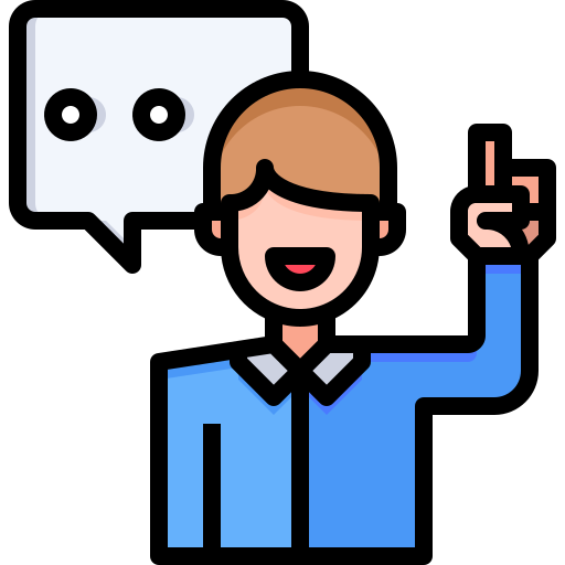 icon of person raising their hand up to talk